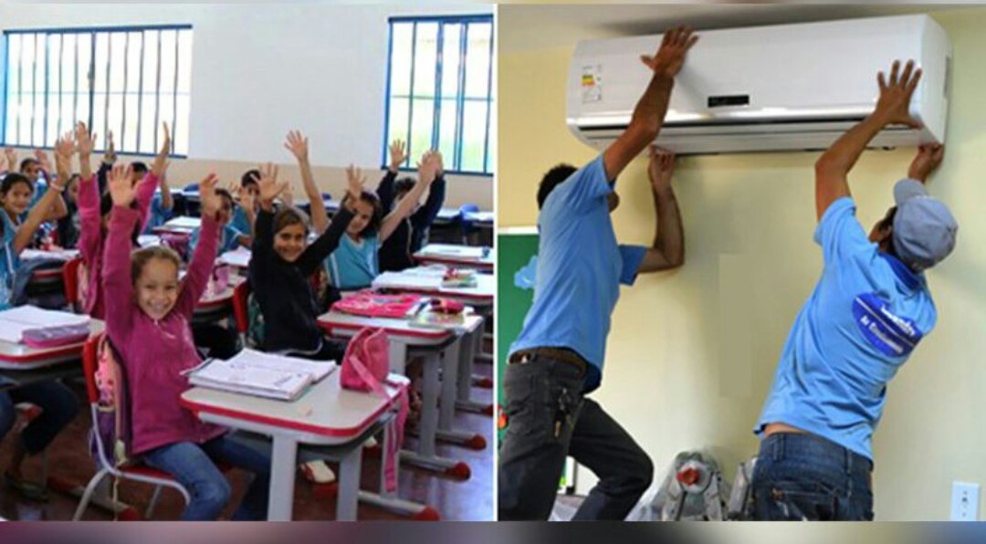 Prefeitura de São João das Missões inicia instalação de ar-condicionado em Escola Municipal